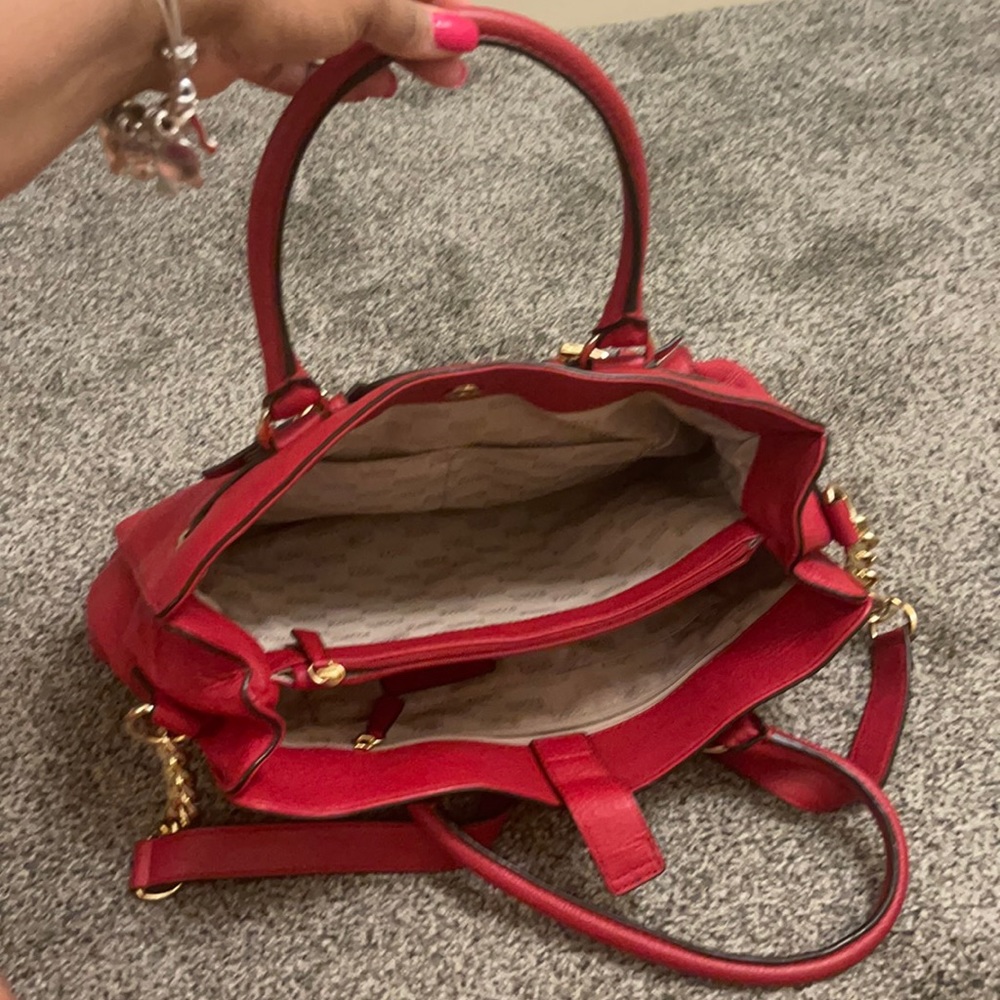 Authentic red Michael Kors genuine leather large tote